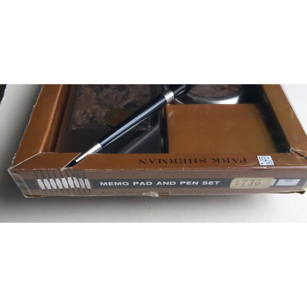 PARK SHERMAN Memo Pad And Pen Set #1736 Nice Colored Cork, Desk Accessories